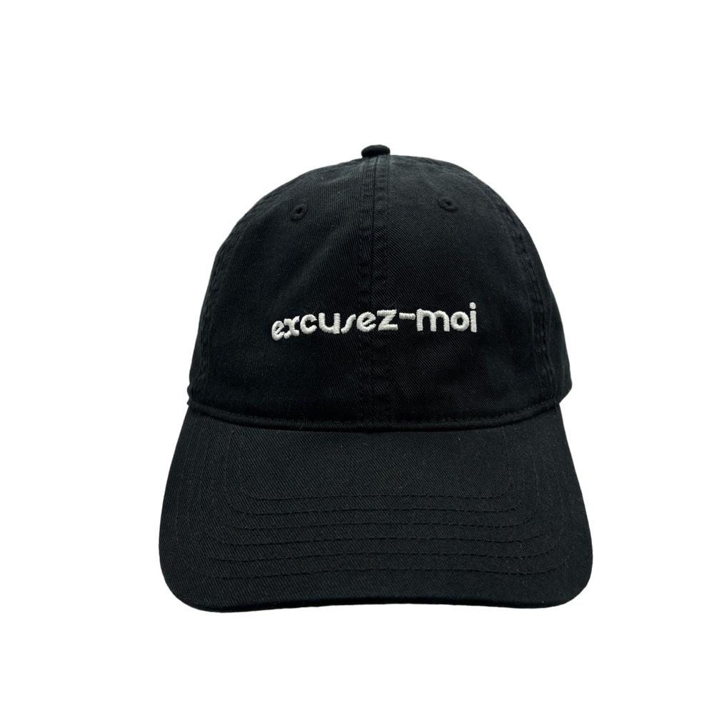 Aerie “Excusez-Moi” Black Embroidered Baseball Cap One Size Adjustable - Picture 3 of 11